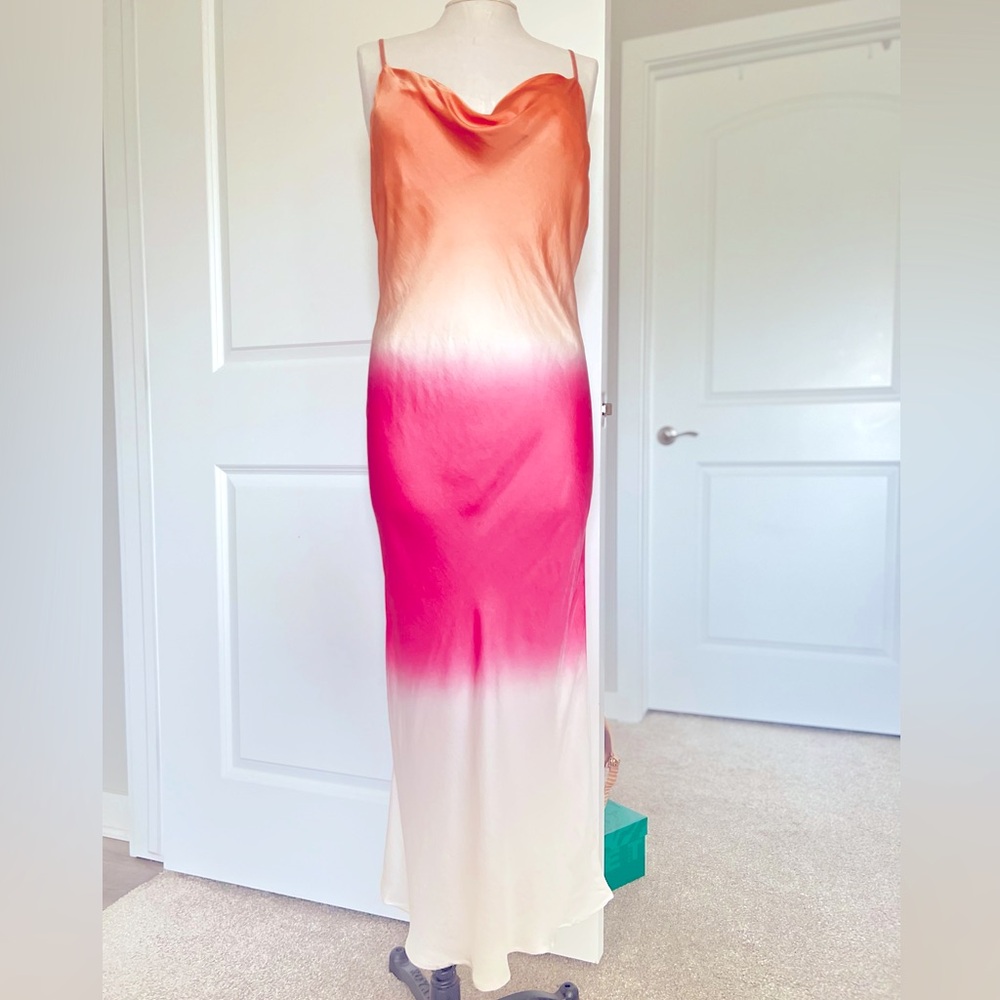 Young Fabulous & Broke Evie bias cut midi dress in melon ombré